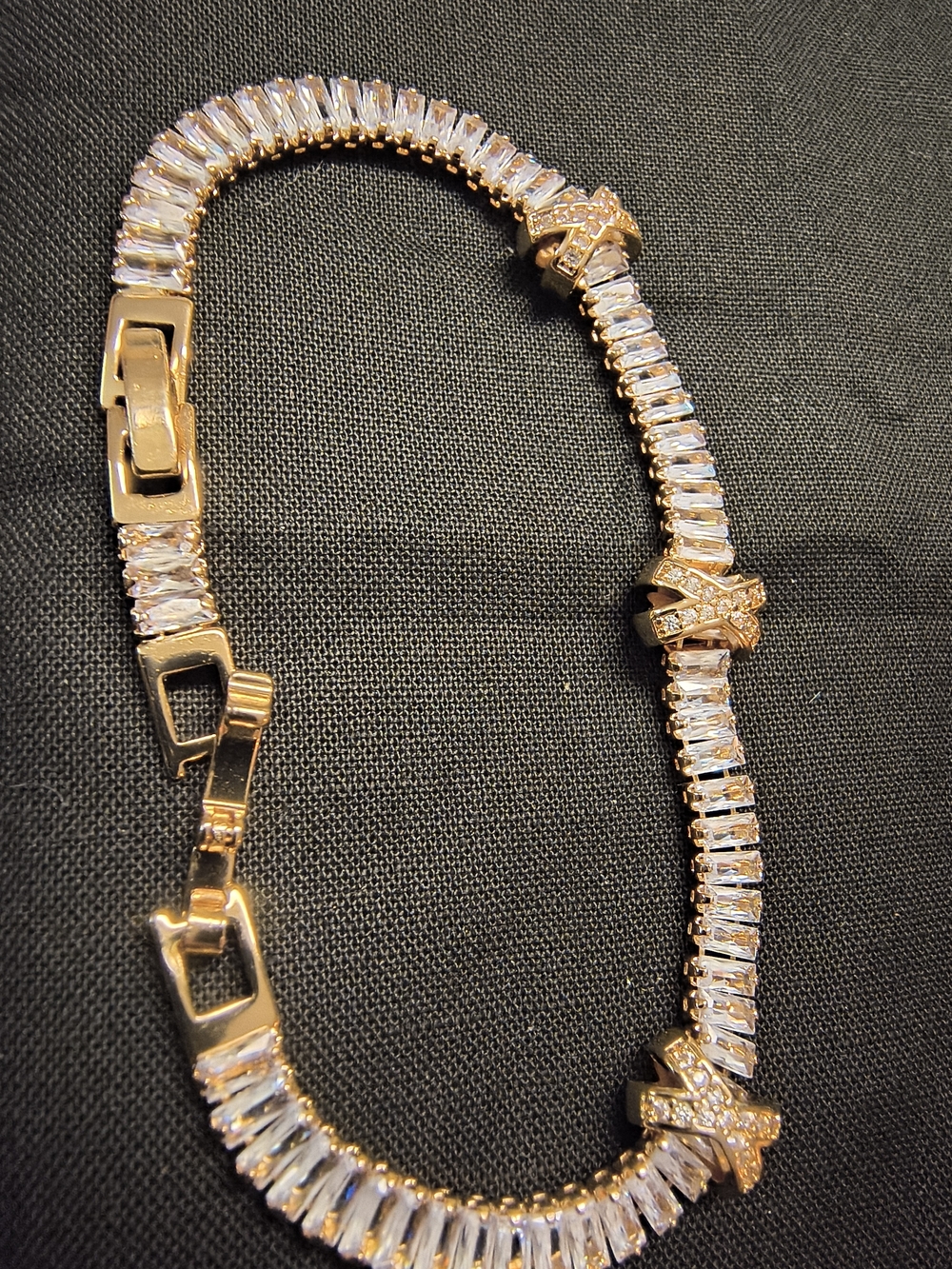 Elegant Gold-Tone Crystal Tennis Bracelet - Women Jewelry